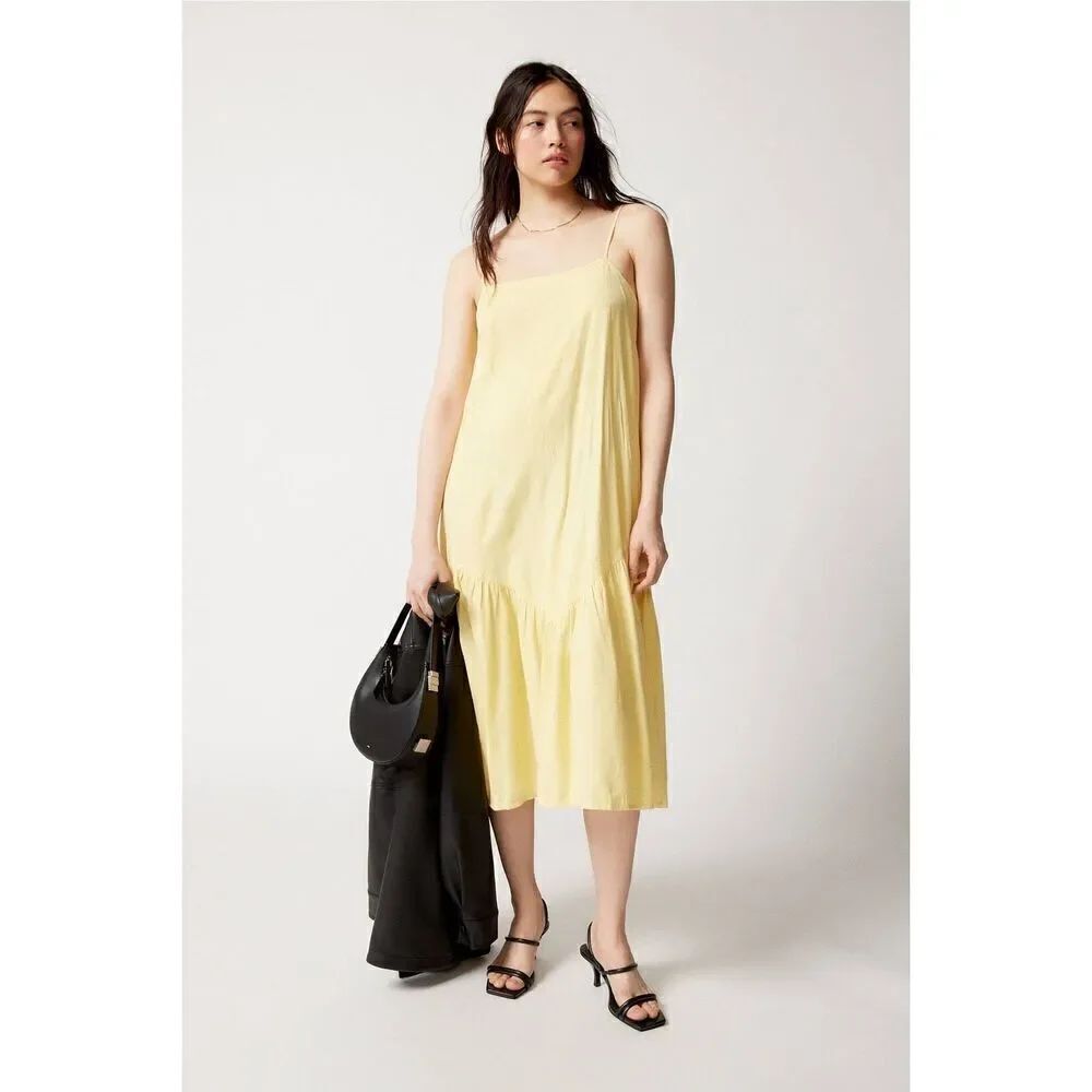 Billabong Sunbeam Midi Relaxed Fit Dress Light Yellow Size Large